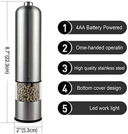 Battery Operated Salt and Pepper Grinder Set (Pack of 2 Mills)